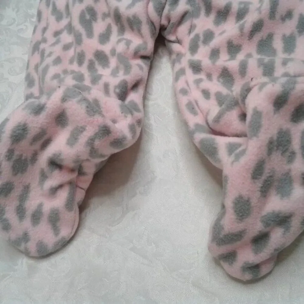 Carters Baby Sherpa Fleece Bunting Snowsuit Pink Gray Animal Print Size 3 Months